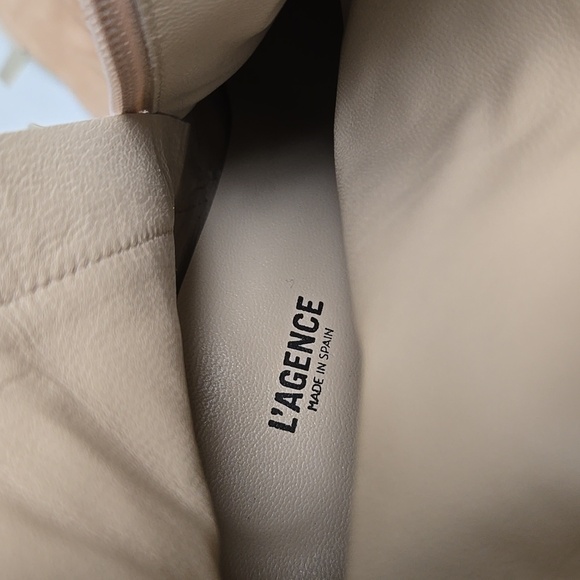 L'Agence Size 8 Beige Suede Leather Heeled Ankle Boots - Picture 8 of 9